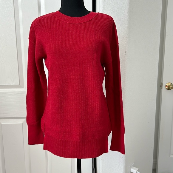 NWT CASLON Scoop Beck Ribbed hip length sweater in Red Chili - Picture 4 of 10